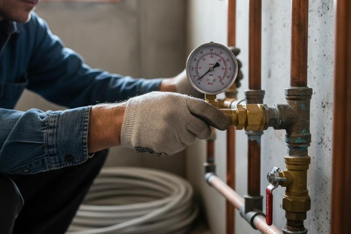 Pressure testing a repaired line during Water Line Repair in Harleysville
